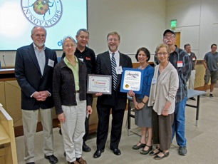 From left are Ted Shapas, Tanya Dylik, Steve Sykes, Brian Leahy, (Director of the California Environmental Protection Agency's Department of Pesticide Regulation), Gerry Weitz, Nita Davidson, Ceil Scandrone and Bill Quarles.