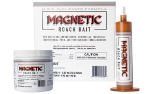 Beauty shot of Magentic Roach Bait syringe and jar