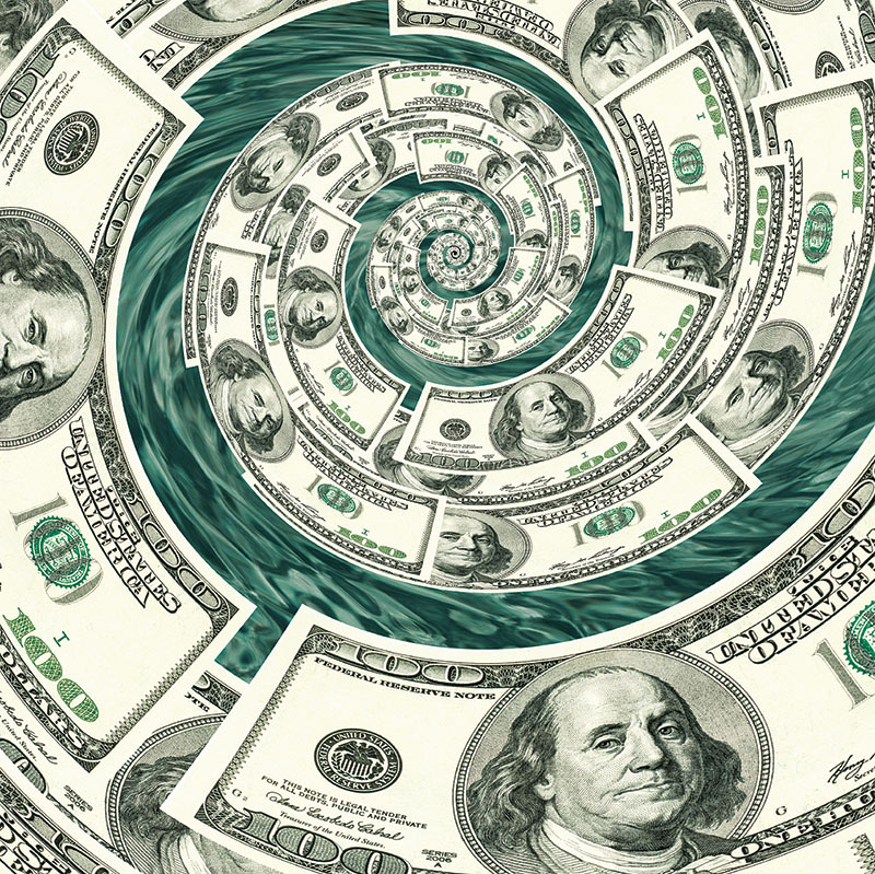 Money swirl photo illustration. Art: ©iStock.com/OGphoto