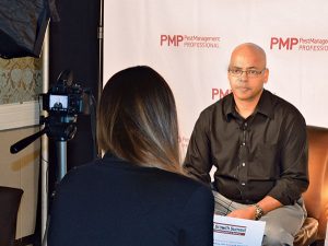 Jason Payne, Payne Pest Management, is interviewed by PMP Digital Editor Joelle Harms. Photo: Marty Whitford