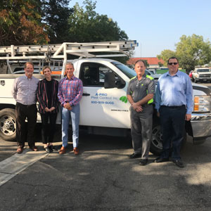 From left are Kemp Anderson, Terminix's Allison LaRoche, A-Pro co-founders Chuck Payton and Bill Cress, and Terminix's Jason Wing. PHOTO: KEMP ANDERSON