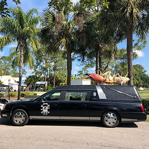 The Coroner's Caddy making a stop in Fort Myers, Fla. (PHOTO: BADER RUTTER)