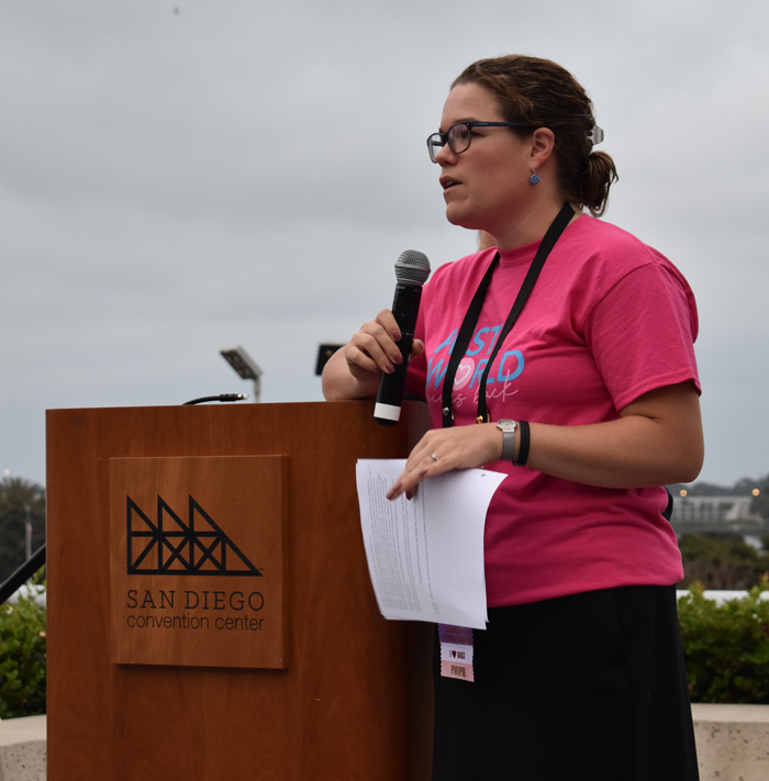 Allie Allen, BCE, is the NPMA staff liaison for the PWIPM group. She welcomed guests and kicked off the breakfast. PHOTO: DANIELLE PESTA