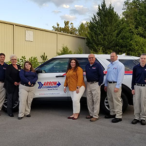 From left are Arrow team members Zack Sutton, Sandra Roland, Harleigh Chambers, Kristal Seay, Dickie Goswick, Mike Clevens and Dustin Anderson. PHOTO: ARROW EXTERMINATORS