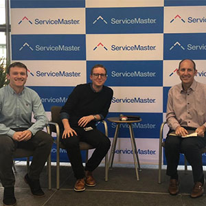 From left are Pest Pulse founders Brian Monaghan and Tim O’Toole with Dion Persson, VP of business development for ServiceMaster, just as the deal closes. PHOTO: PEST PULSE