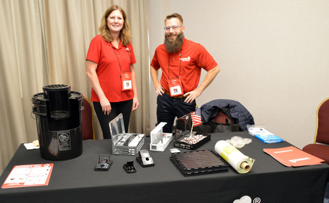 The Catchmaster crew of Kim Geissel, Northeasten US and Eastern Canada Regional Manager, stands alongside Chris Ernst, the Director of Brand Strategy. PHOTO: MARTY WHITFORD