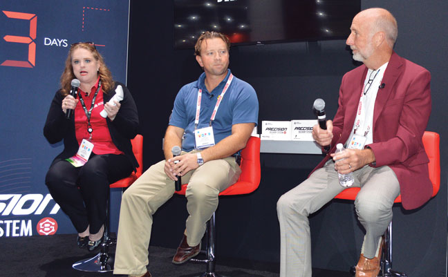 Control Solutions Inc. (CSI) unveiled its Doxem Precise dry flowable bait for cockroaches, ants, crickets and other pests, and related Precision Delivery System (PDS), at PestWorld 2019. Dr. Janis Reed, CSI’s technical services manager for pest control operations; Jeremi Farrar, regional manager for Lafayette, La.-based J&J Exterminating Co.; and Raleigh Jenkins, president of Houston-based ABC Home & Commercial Services, participated in a panel discussion in which they called the combination of CSI innovations a “game changer,” especially for eliminating German cockroach populations at troublesome commercial accounts. PHOTO: DIANE SOFRANEC