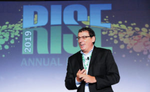 RISE Governing Board Chair Gilles Galliou, Bayer Environmental Science, tells his story during the RISE Annual Meeting in Marana, Ariz. PHOTO: RISE