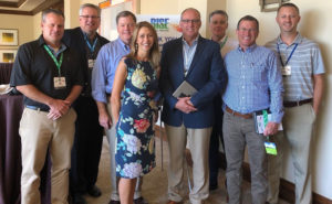 The Syngenta Professional Solutions team at the 2019 RISE Annual Meeting: From left are Mike Kuflik, Dave Ravel, Tripp Trotter, Stephanie Schwenke, Scott Reasons, Matt Johnston, Steve Dorer and Gregg Wisniewski. Not pictured: David Crank. PHOTO: RISE