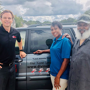 From left are Bug Busters' Court Parker, COO; and Kimberly and Terence McLean of Divine T.E.A.M Pest Control. PHOTO: BUG BUSTERS INC.