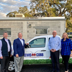 From left: Tim Pollard, Kevin Burns (Arrow), Roger Lewis (Lewis Cobb Pest Control), & Emily Thomas Kendrick (Arrow). PHOTO: ARROW EXTERMINATORS