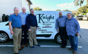 From left are: Randy Stout, Knight Pest Control; Andrew Barrows, EPS; Michael Rolman, EPS; David Joles, EPS; Billy Knight, Knight Pest Control. PHOTO: ENVIRONMENTAL PEST SERVICE