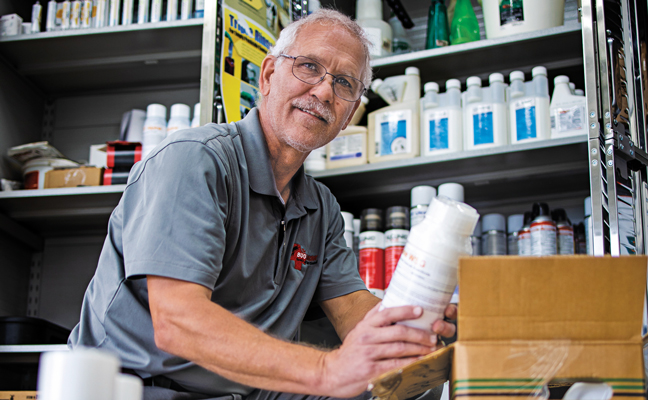 The Bug Doctor’s Jerry Schappert, ACE, checks inventory for the new year. PHOTO: ANTHONY GALARZA/GTA MEDIA & DESIGNS LLC