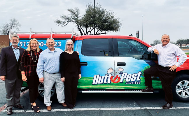 From left: Arrow Exterminators' Tim Pollard and Emily Thomas Kendrick, Hutto Pest Services' Leonard and Karen Myers, and Arrow Exterminators' Kevin Burns. Photo: Arrow Exterminators