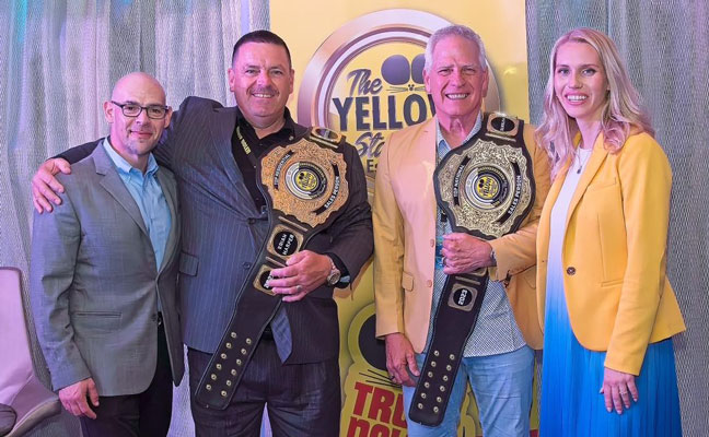From left are Truly Nolen COO Justin Bellet, 2023 Top International Salesperson Brian Harper, Top 2023 U.S. Salesperson Monte Anders, and President Scarlett Nolen. PHOTO: TRULY NOLEN