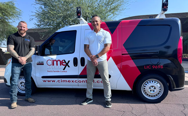 CEO of ACTION Termite and Pest Control Brent Agee, left, and Fernando Torres, will collaborate to bring premier pest control solutions to the Phoenix valley market. IMAGE: ACTION TERMITE & PEST CONTROL