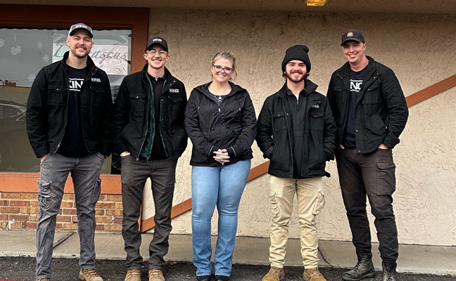 Pictured from left are King Pest Solutions co-owners Kyle and Casey McDaniel, office manager Krisstina Foster and technicians Jasper Sawyer and Adam Dyer. PHOTO: KING PEST SOLUTIONS