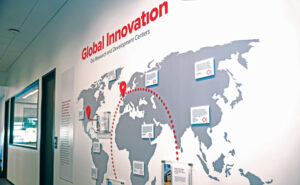 A wall outside a Rentokil Terminix Innovation Center training room showcases the company’s regional offices worldwide. (Photo: Rentokil Terminix)