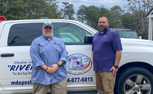 From left: Ryan Barrick, former owner of R&R and Josh Center, regional director for Rockit Pest. PHOTO: ROCKIT PEST