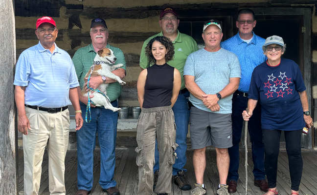 Feft to right: Dr. Shripat Kamble, Phil Sloderbeck w. Russel, Jae Horn, Tim Nowatzki, Brad Dutoit, Jeffery Preece and Casey Burks. (PHOTO COURTESY OF CEMA)