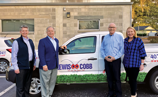 From left are Arrow Exterminators' Tim Pollard and Kevin Burns, Lewis Cobb Pest Control's Roger Lewis and Arrow Exterminators Emily Thomas Kendrick. (PHOTO: ARROW EXTERMINATORS)