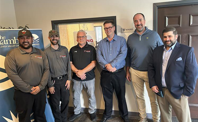 Left to right: Luis Viera (service professional), Douglas Bruder (service professional), Dan Talmadge (branch manager), Craig Sansig (service director), Ben Snyder (VP of business development) and James McIntyre (VP of operations). (Photo courtesy of Viking Pest Control)