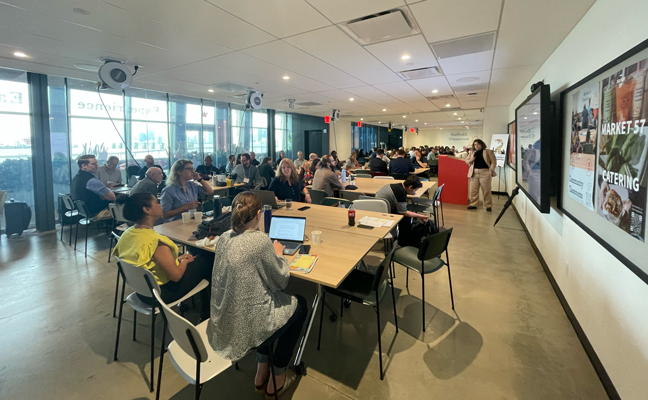 New York City Rat Czar and event emcee, Kathy Corradi gets the Thursday morning presentations underway. PHOTO: PMP STAFF
