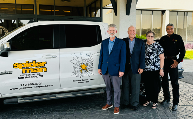 Left to right: Tim Pollard, Kevin Burns, Warren Remmey and Marilyn Remmey. (PHOTO COURTESY OF ARROW EXTERMINATORS)