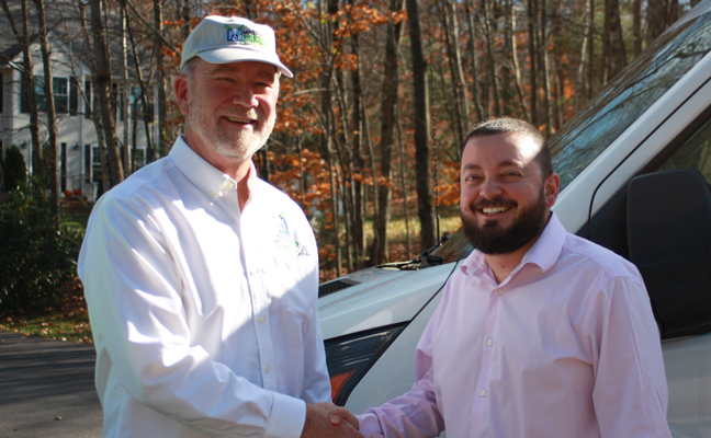 Lee Hunsaker of Master Mosquito Control (left) with Adam Carace, CEO of Pest-End (right). PHOTO COURTESY OF PEST-END