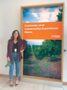 Kristen Oakley stands outside Syngenta Crop Protection’s Customer and Community Experience Room, which was created for training, eduation and client consulting. (Photo: PMP Staff)