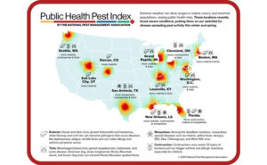 The National Pest Management Association’s Public Health Pest Index warns of increased pressure from disease-spreading mosquitoes, ticks, cockroaches and rodents. GRAPHIC: NPMA