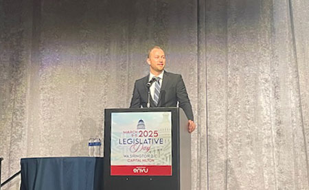Ryan Karapas, marketing director for Control Solutions Inc. (CSI) introduces the keynote speaker on the final day of the event. PHOTO: PMP STAFF