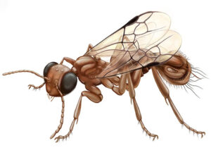 The researchers' rendering of what the amber-preserved wasp might have looked like. IMAGE: QUONG WU