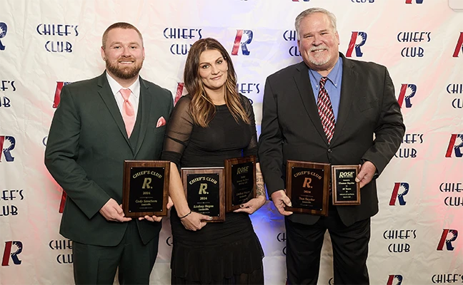 Member of Franklin Pest Solutions New Albany branch. From left: Cody Smothers, sales professional; Lindsay Hagan, service manager and Tom Snyder, branch manager. PHOTO COURTESY OF ROSE PEST SOLUTIONS