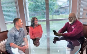 Derce Kirby of ABC Home meeting customers