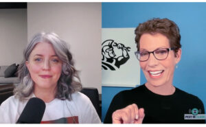 “Pest In Class” host Amanda Salvatore, left, interviewing ServiceTitan’s Ellen Rohr, strives to produce episodes that are ideal for listening to in a service vehicle on the way to and from jobsites. (Photo: FieldRoutes)