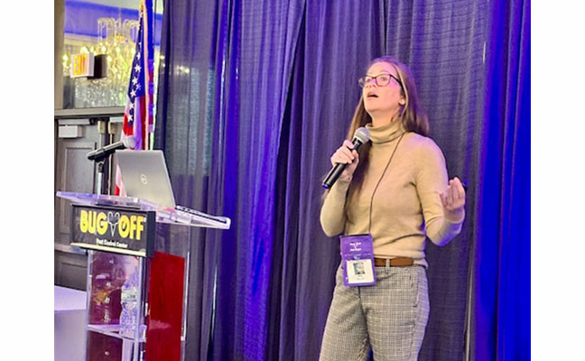 Correy Hildebrand, MS, from MGK leads off the educational session with an engaging lesson about making sure the pest control being administered continues to be desired by pests.