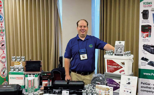 Andrej Branc, Americas business manager for PelGar International, highlights the company’s expanded line of rodent exclusion solutions, including flagship 
Roban Barrier, along with PelGar’s proven stations 
and Brigand WB (wax block) and Monark SB (soft bait) rodenticides. 
