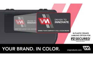 Graphic showing closeup of new label from VM Products