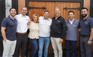 From left: Chris Aust, Jake Hart, Danielle Bisaillon, David Bisaillon, Stuart Aust, Dan Aust, and Nick Aust. IMAGE: THE AUST GROUP