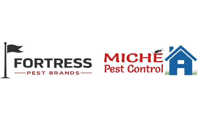 Logos for Fortress Pest Brands and Miche Pest Control